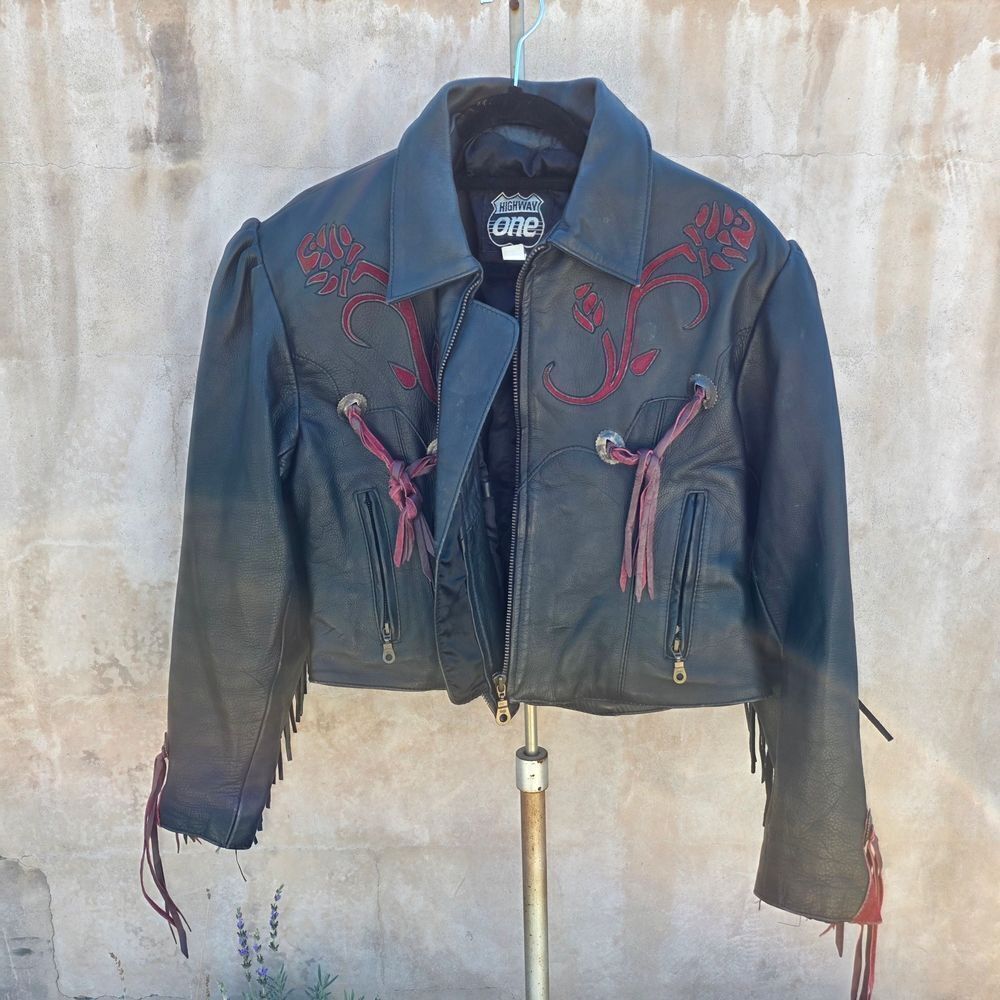 Vintage One Highway Heavy Leather Western Style Moto Jacket